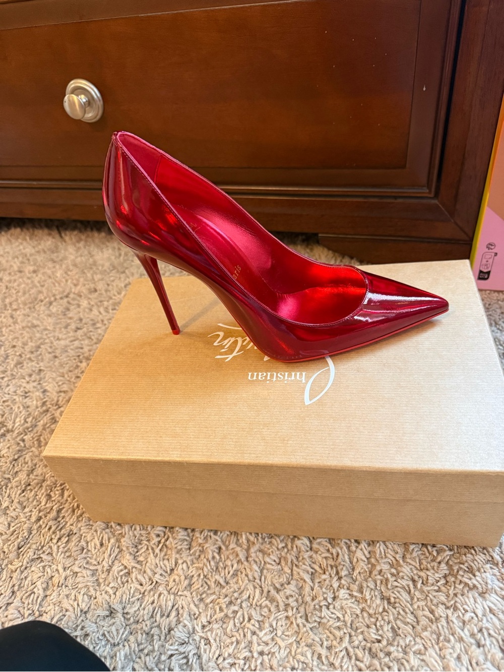 Christian Louboutin Metallic Red Pointed-Toe Stiletto Pumps - Picture 7 of 7